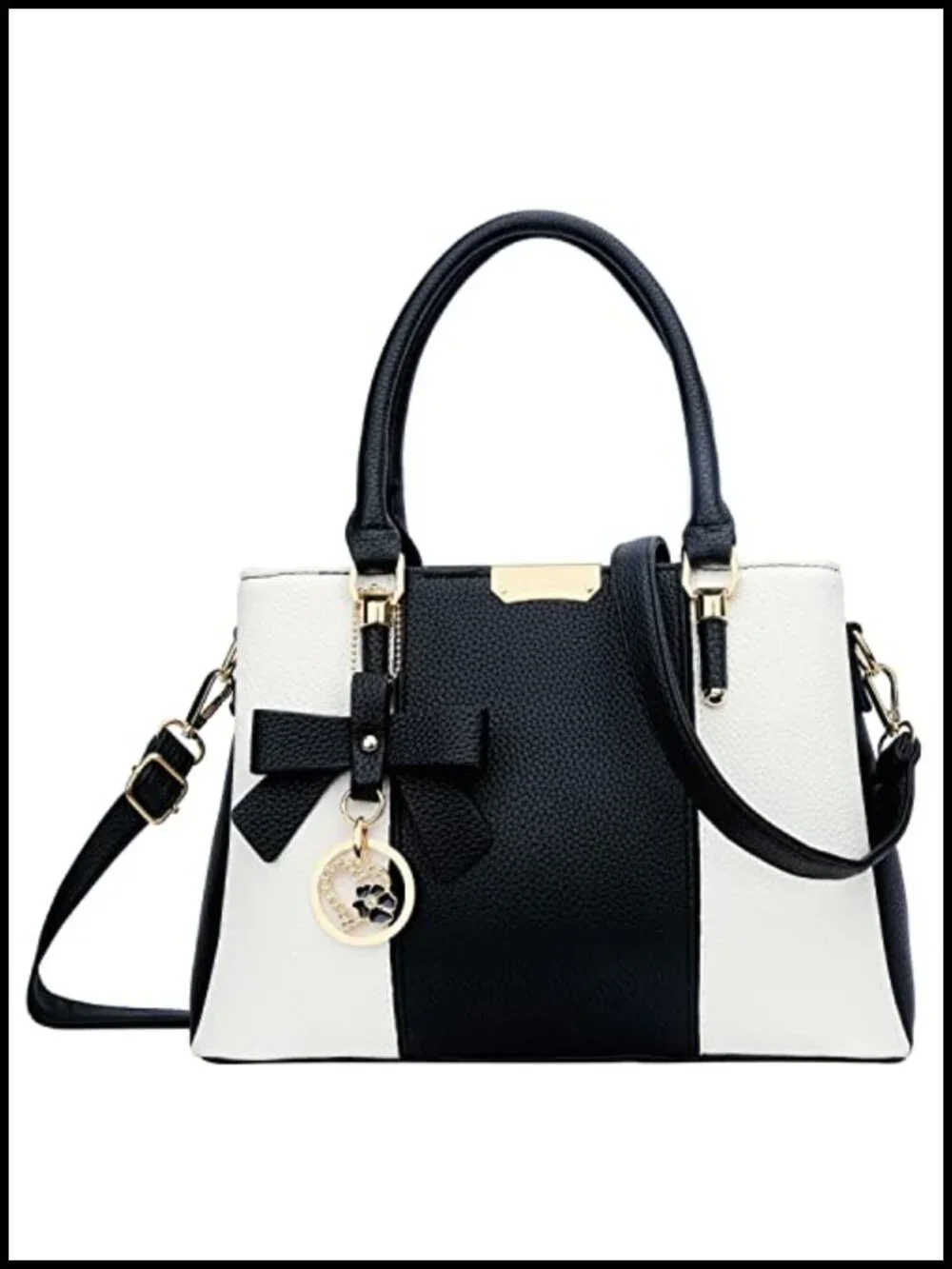 PU Leather Satchel Handbag with 3 Compartments, Crossbody Tote for Women
